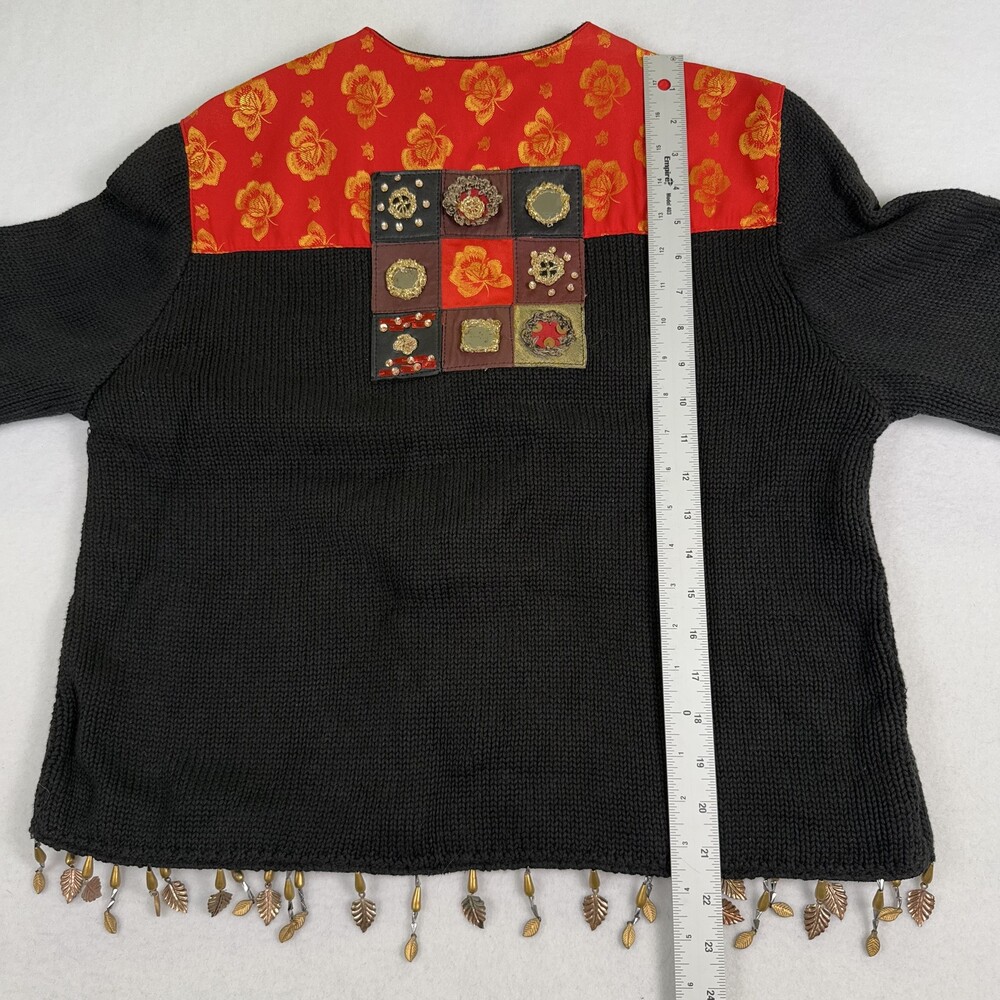 Vintage SANDY STARKMAN Jacket Leather Patchwork Embellished Artwear Black Size S - Picture 7 of 14